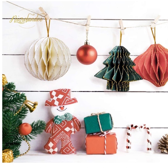 3D Mini Glitter Weihnachtsbaum Ornamente - 3-teiliges Set Mit Wabendesign